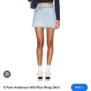 Re/Done Light Blue Frayed Mini Skirt